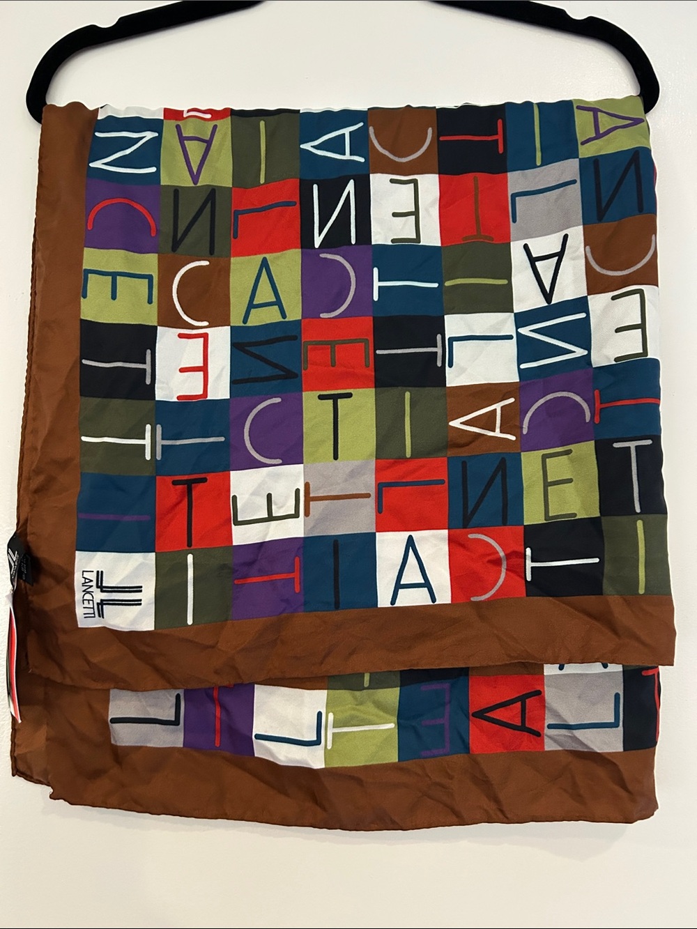 Multicolor Check scarf with Brown Border